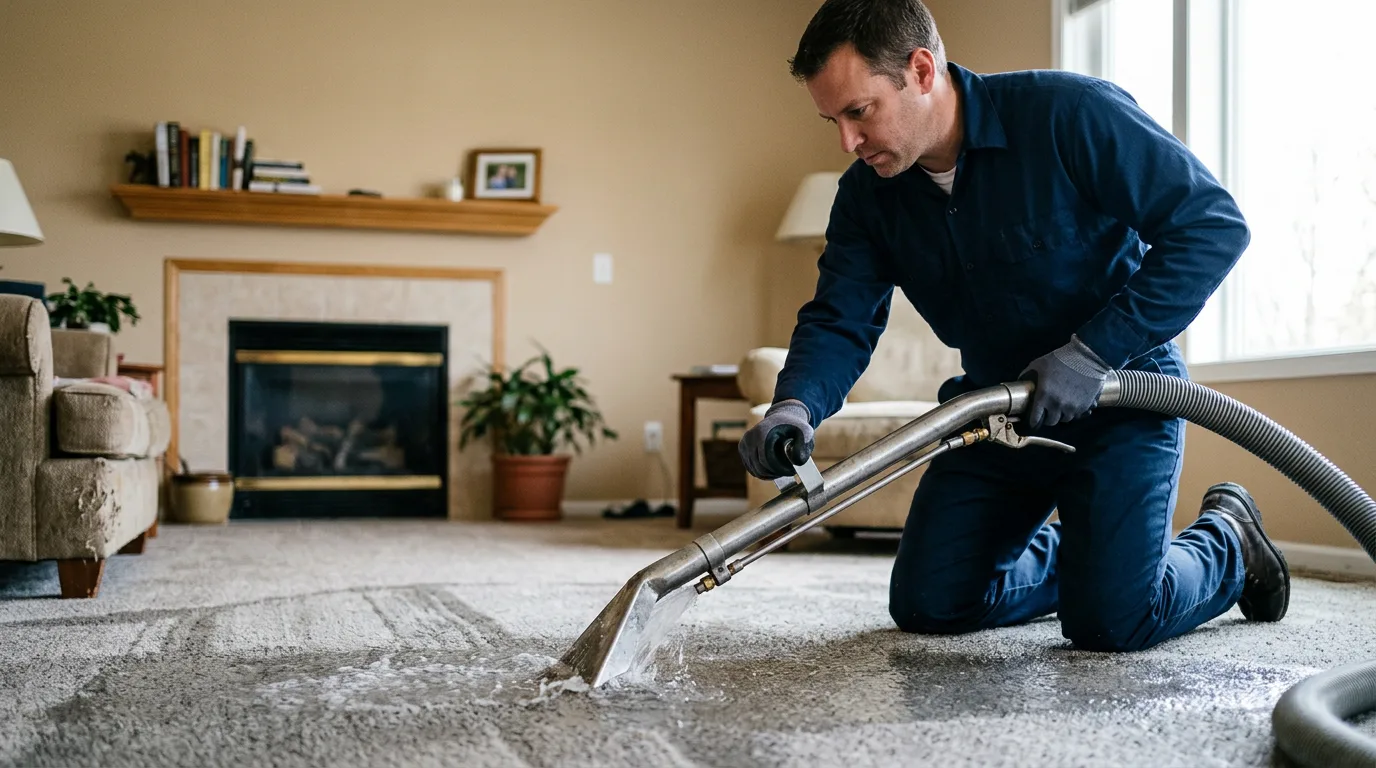 Water damage restoration technician working near Morris Chapel, TN